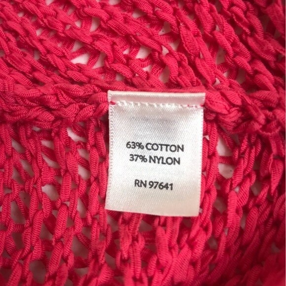 J Jill Pure Jill Pink Knit Open Weave Shawl Collar Vest Women Size Small Crochet - Picture 7 of 12